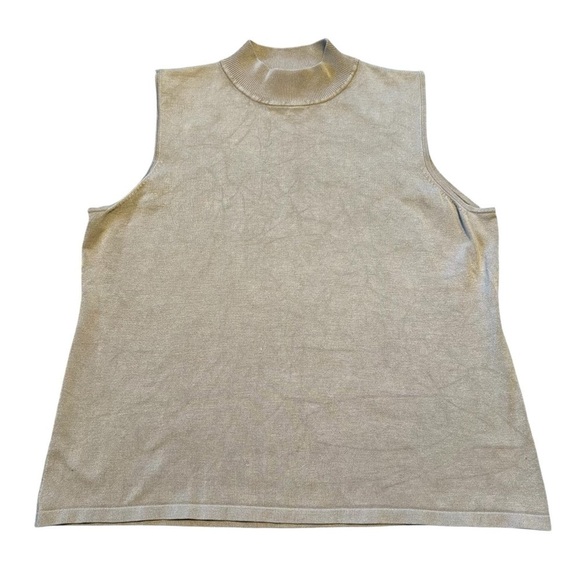 Josephine Chaus Top Neutral Gold Sleeveless Mock Neck Silk Blend  Size 1X - Picture 1 of 6